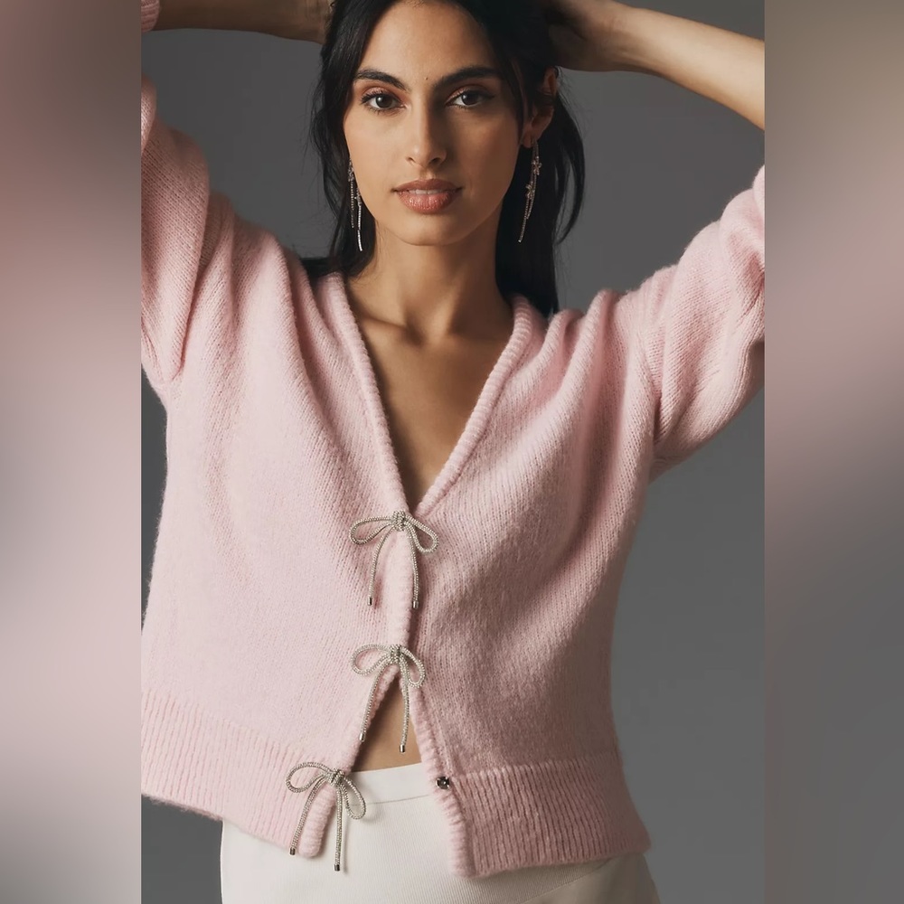 NWT MAEVE SPARKLE BOW CARDIGAN SWEATER